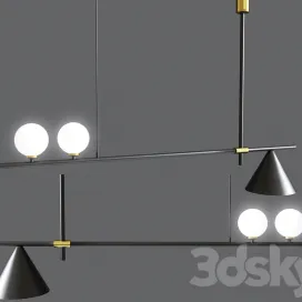 Mid century modern light chandelier with cone